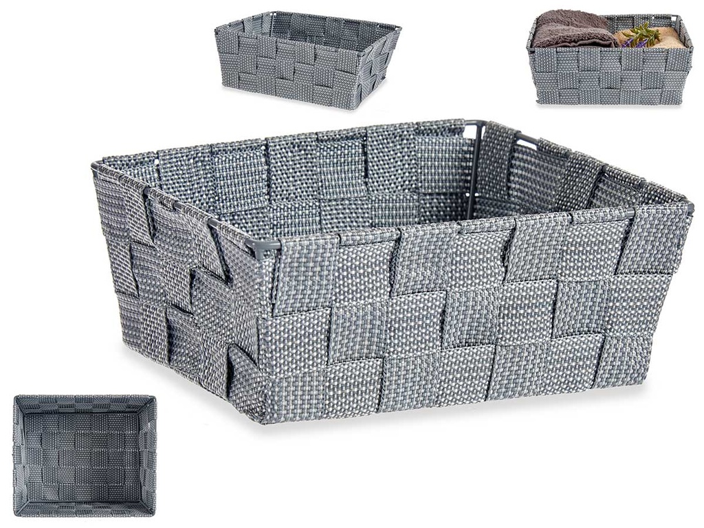 Cesta tela rectángulo sin asas 17cm gris: Estilo y funcionalidad
