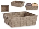 Cesta tela rectángulo sin asas 24cm beige, perfecta para organizar