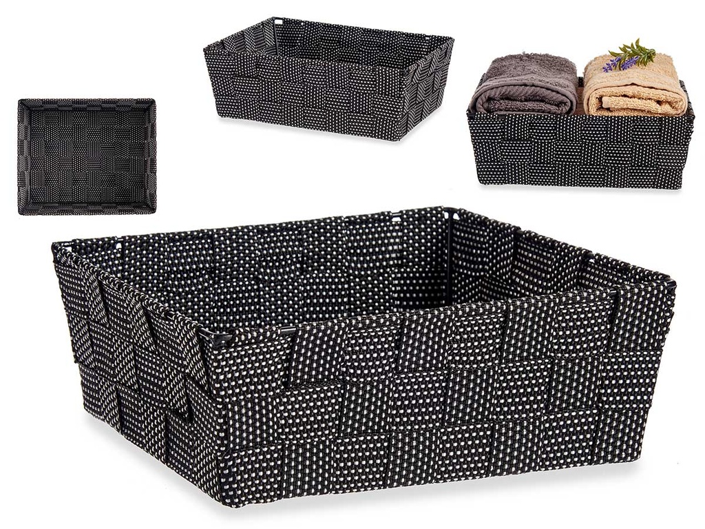 Cesta tela rectángulo sin asas negra, ideal para organizar tu hogar