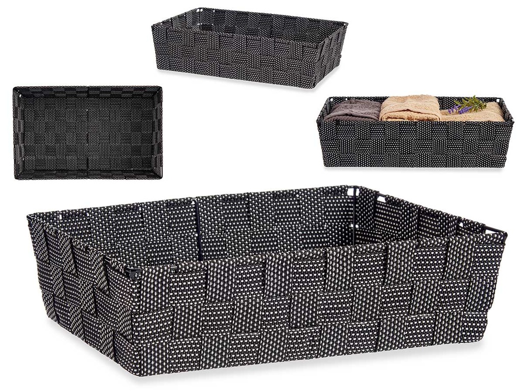 Cesta tela rectángulo sin asas negra, ideal para organizar y decorar