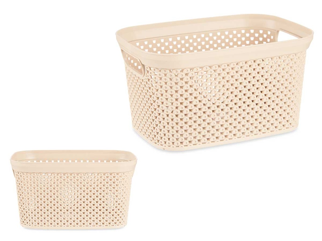 Cesto organizador plástico 3L beige: ordena y embellece tu espacio