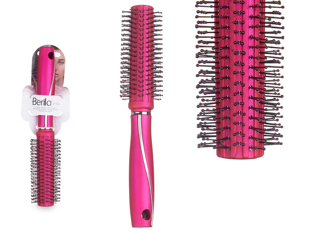 Ceñido Cepillo para Cabello Rizo Fucsia Siliconado: Brillo y Suavidad