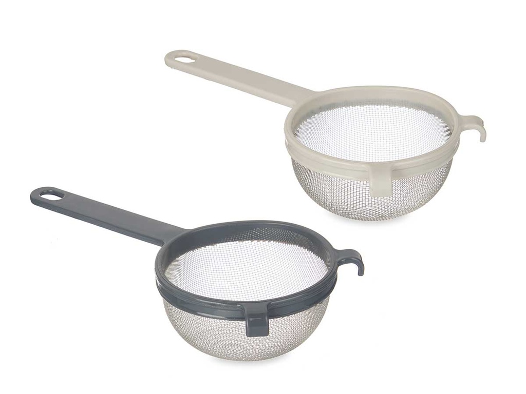 Colador plástico metálico de 10 cm surtido: resistencia y estilo
