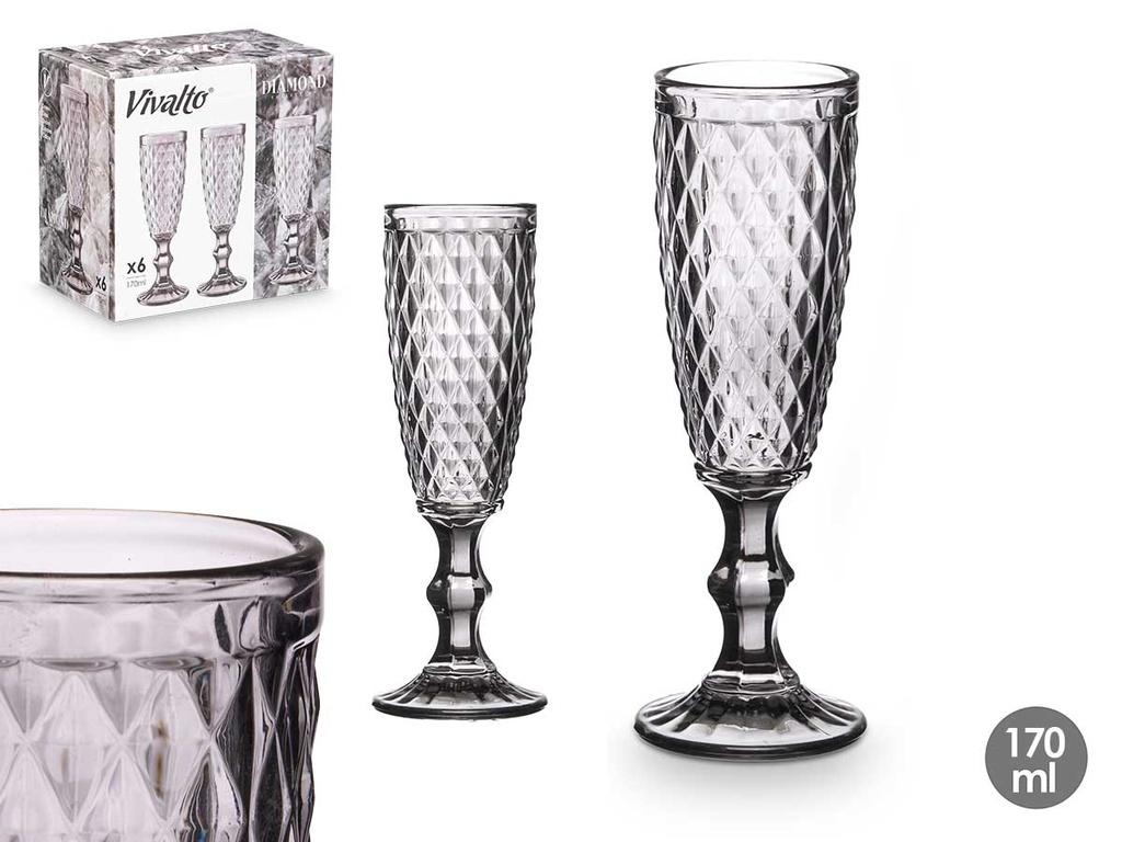Copa cava diamante gris 170 ml: Elegancia y sofisticación en tu mesa