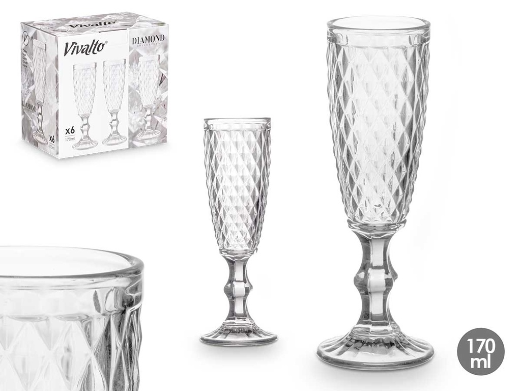 Copa de cava diamante transparente: elegancia en tus brindis
