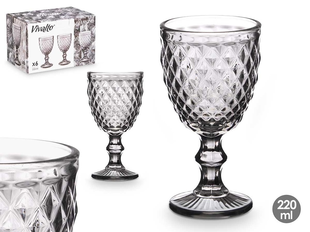 Copa diamante gris 220 ml: elegancia y sofisticación en tu mesa