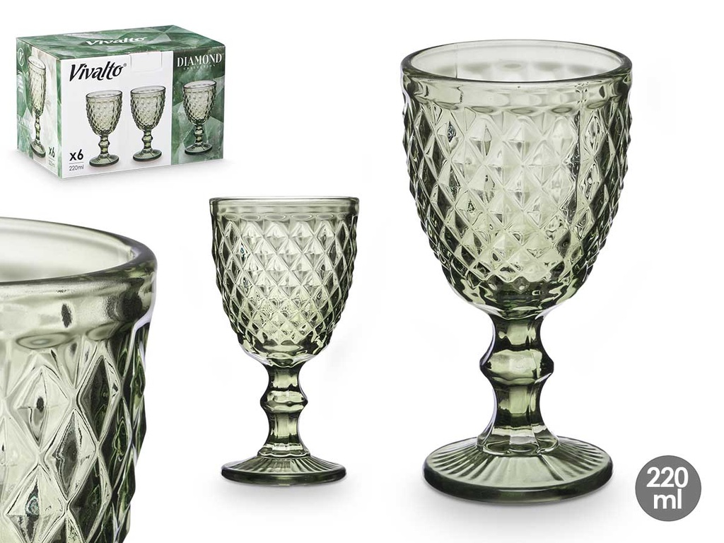 Copa diamante verde 220 ml: Elegancia y estilo para tus bebidas