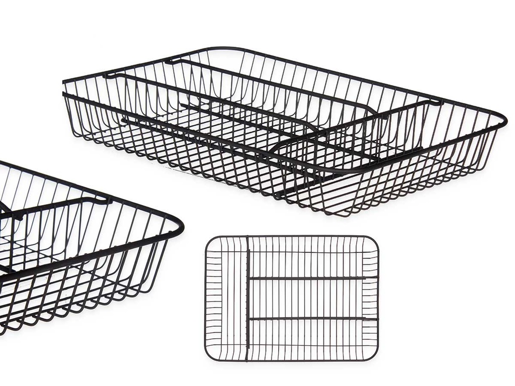 Cubertero metálico negro de 4 huecos para organizar tu cocina