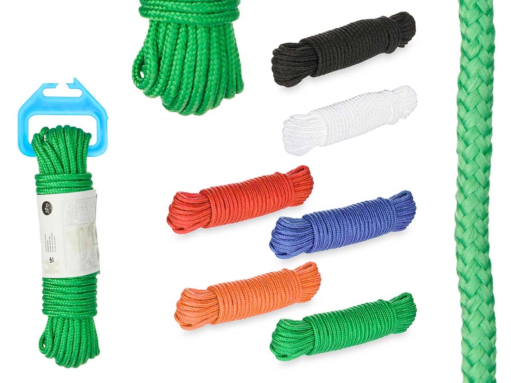 Cuerda tender plástico 10 metros surtida, resistente y práctica