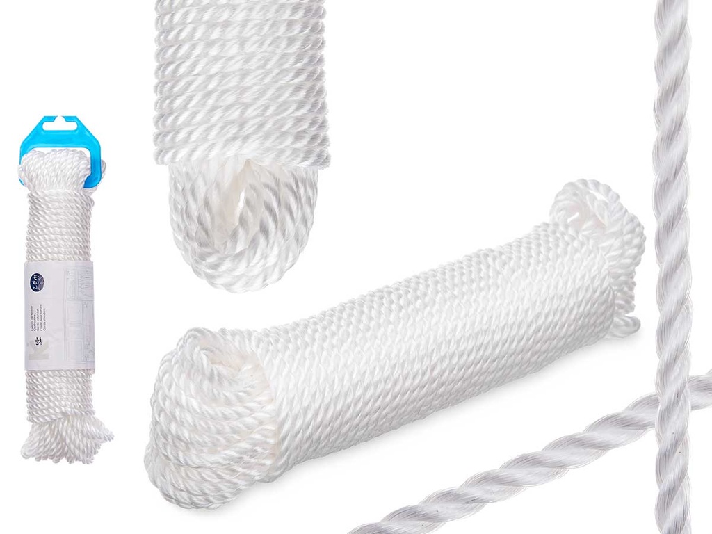 Cuerda tender plástico blanco de 20 metros: resistencia y durabilidad