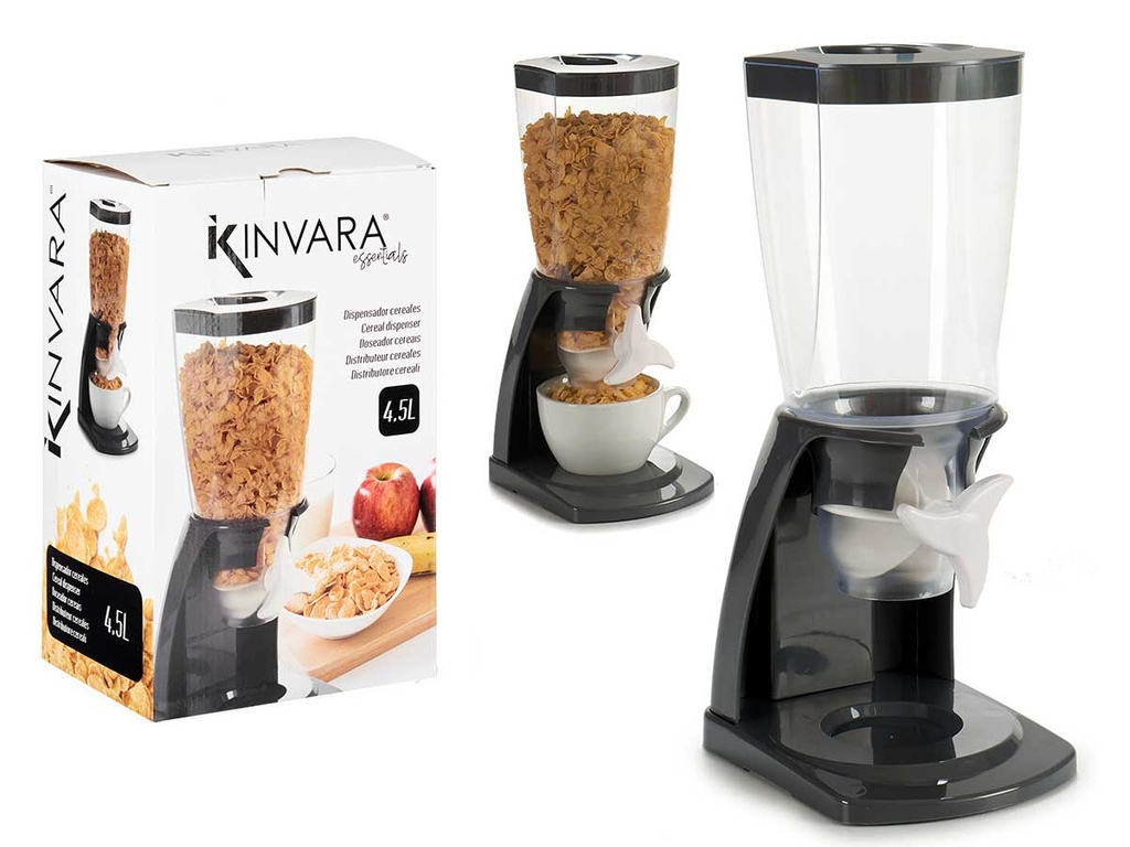 Dispensador de cereales de plástico gris: ¡organiza y disfruta!