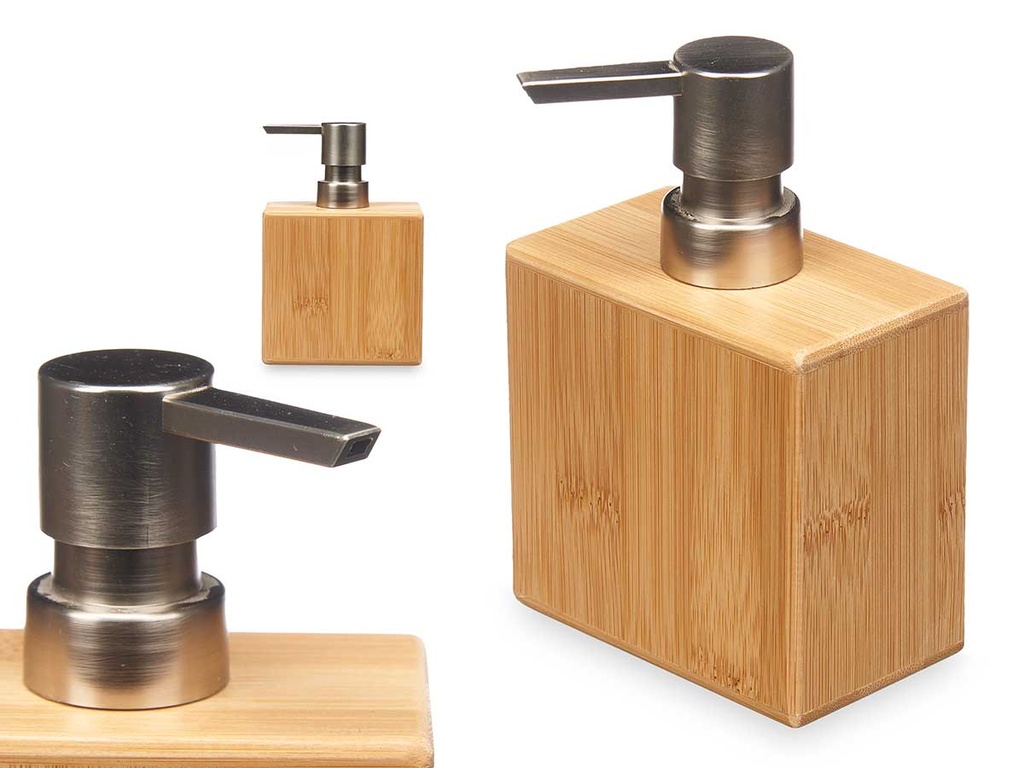 Dosificador bambú con tapón cromado cuadrado: estilo y elegancia