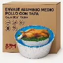 Envase Aluminio Medio Pollo con Tapa