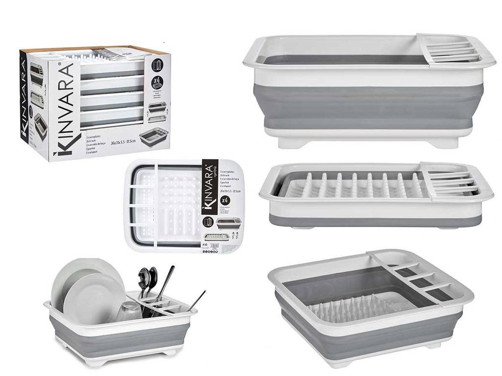 Escurreplatos Plegable Blanco y Gris: Ahorra Espacio en tu Cocina