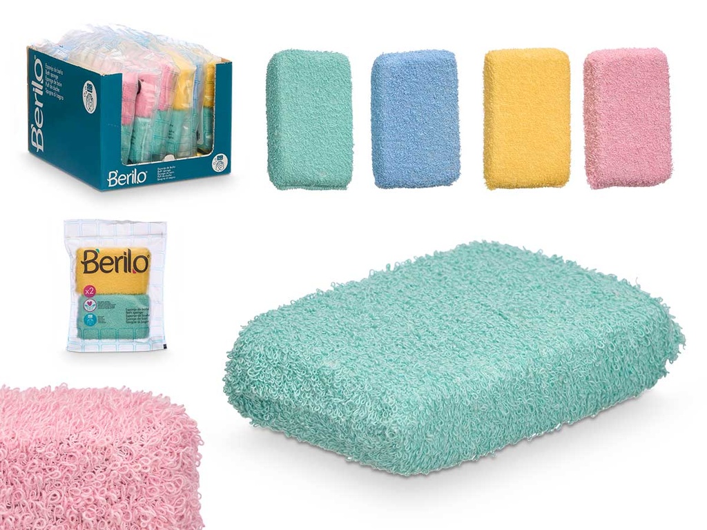 Esponjas de rizo surtidas en 4 colores para limpieza efectiva