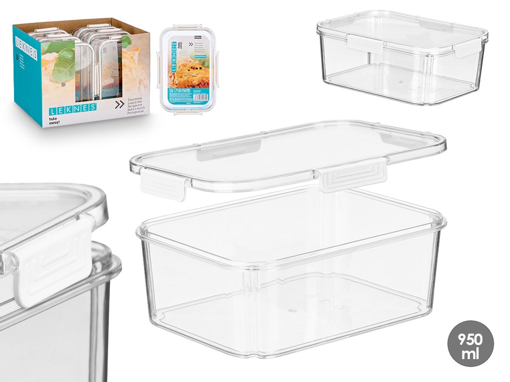 Fiambrera rectangular hermética blanca 950ml: frescura garantizada