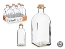 Frasca vidrio de 750 ml con tapón de corcho, ideal para conservación