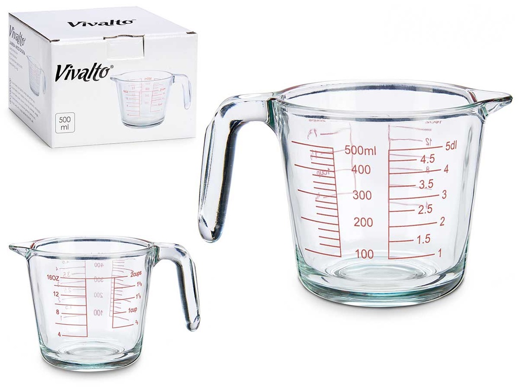 Jarra medidora de vidrio de 500 ml, precisión en cada medida
