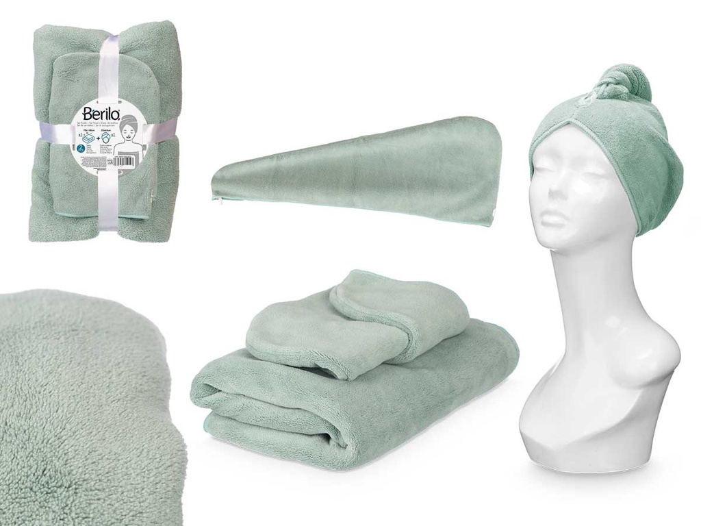 Juego toalla capucha menta: Suave y divertido para tus hijos