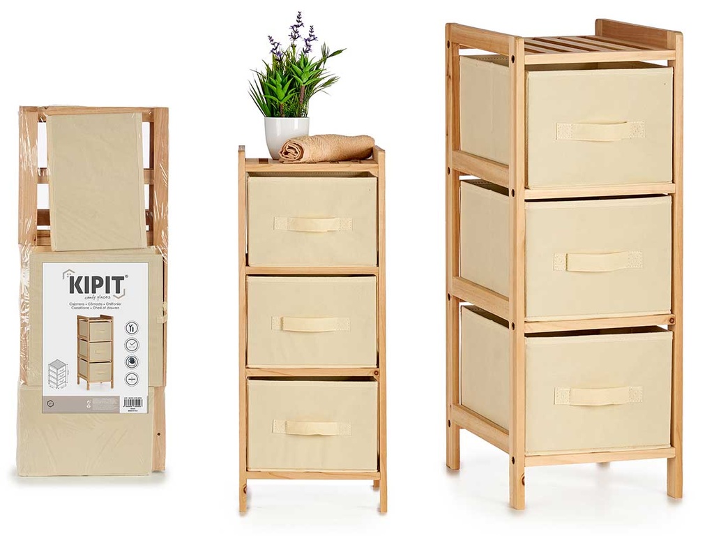 Mueble 3 cajones color crema: Elegancia y funcionalidad para tu hogar