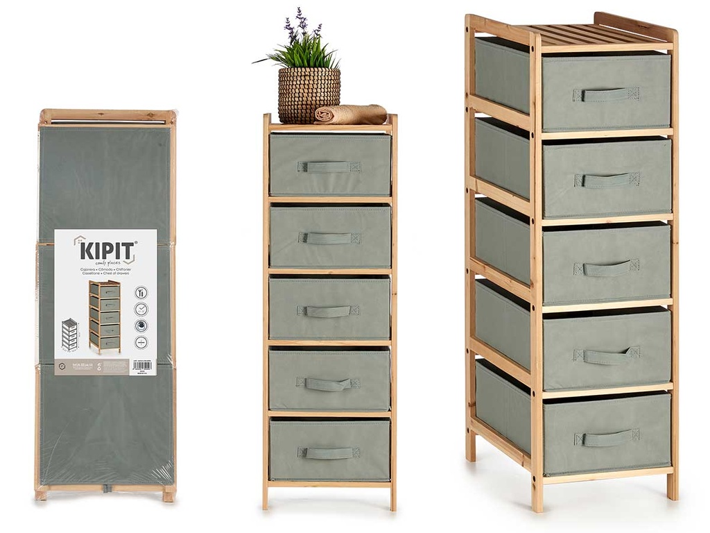 Mueble ancho 5 cajones gris oscuro: elegancia y funcionalidad máxima
