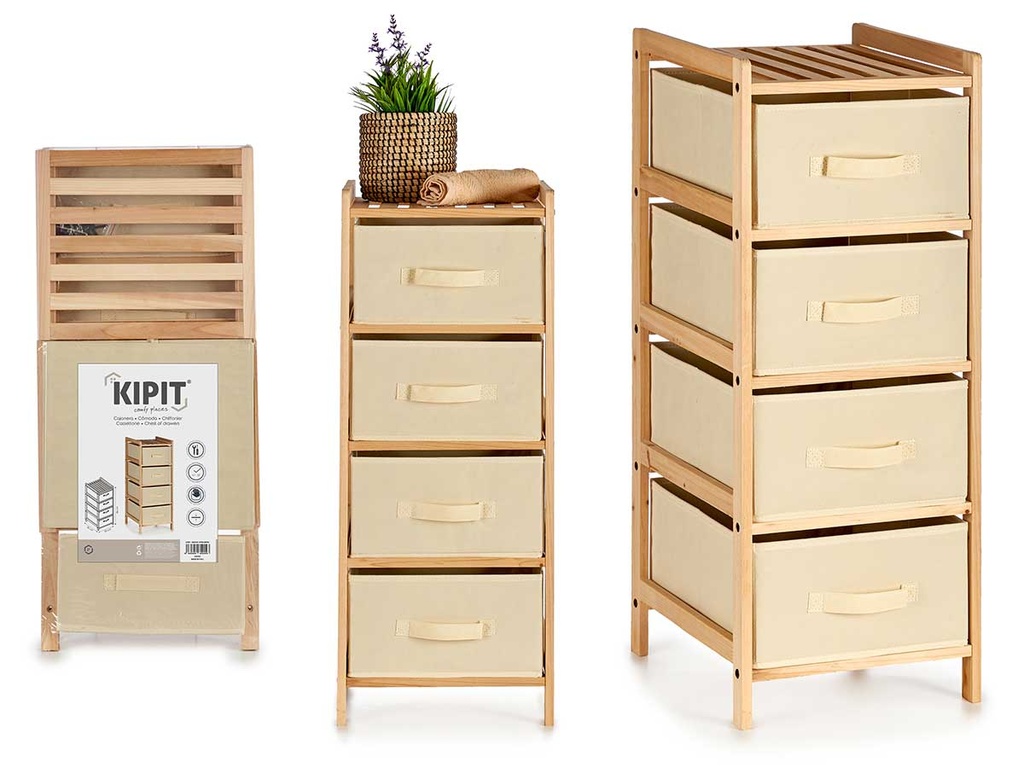 Mueble ancho de 4 cajones color crema: estilo y organización ideal