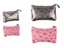 Neceser rectangular pequeño en plata y rosa, práctico y moderno
