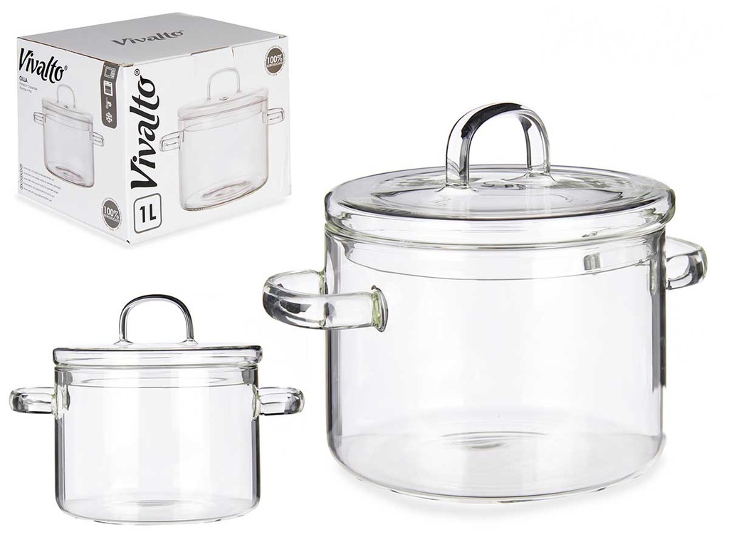 Olla de borosilicato 1000ml: Resistente y Ideal para Cocinar