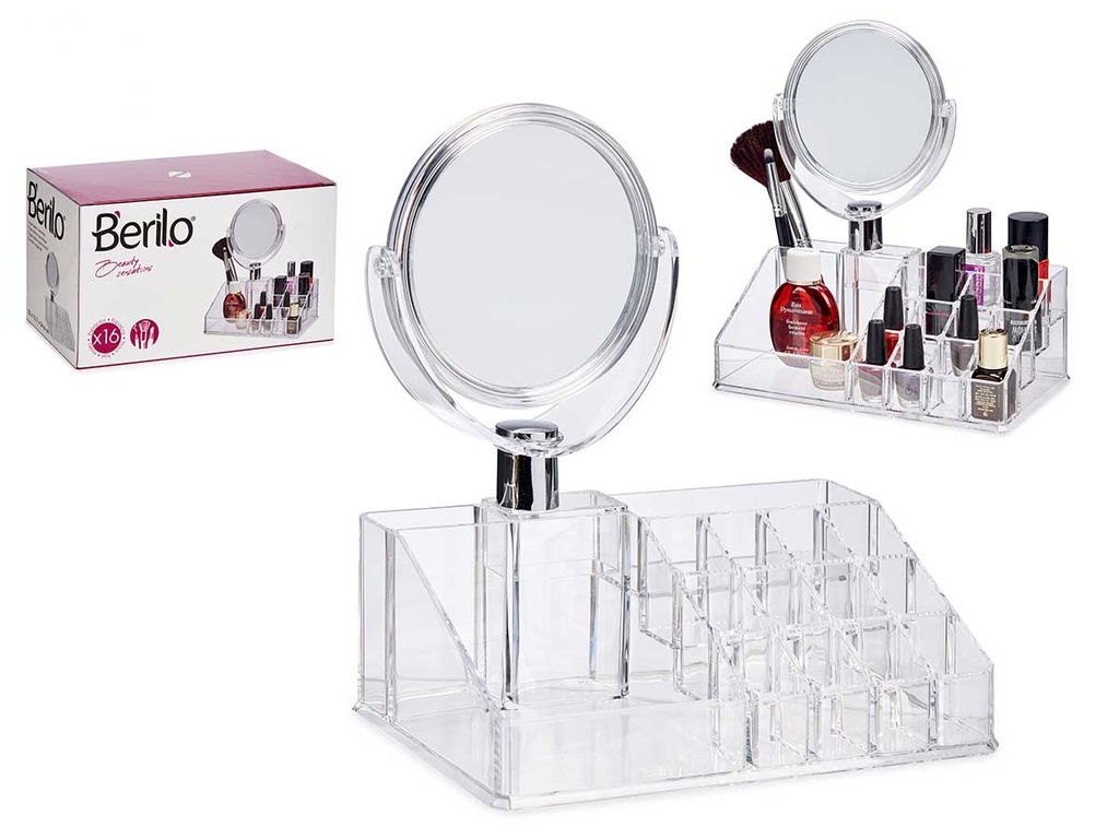 Organizador con espejo 16 huecos: Elegancia y orden en tu espacio