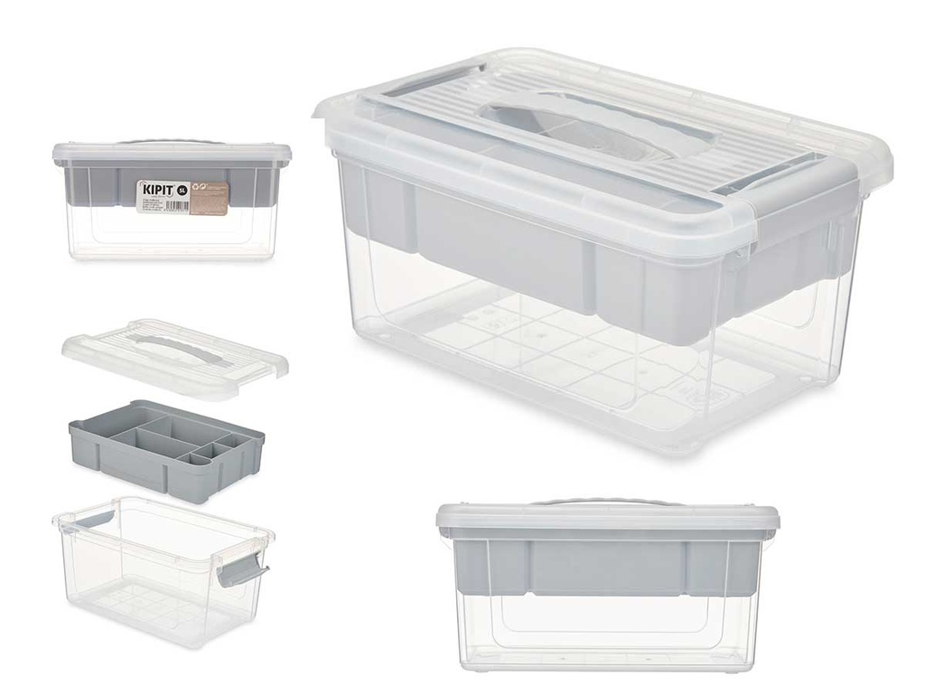 Organizador plástico 5L gris: estilo y máxima organización