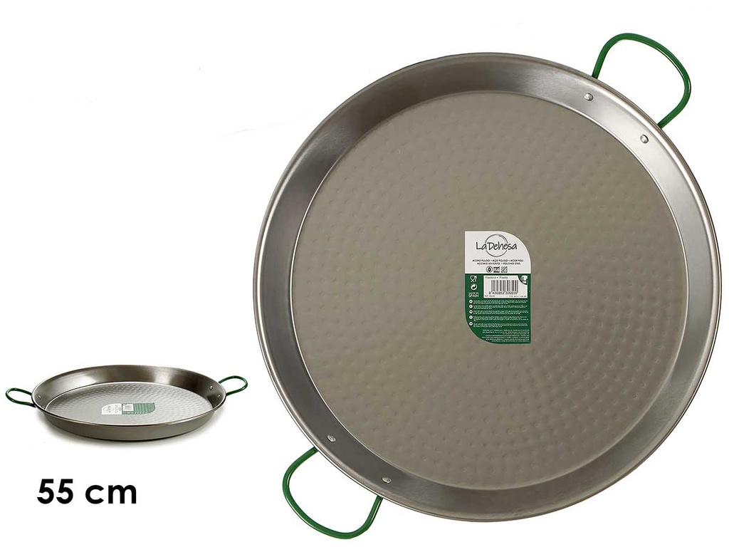 Paellera pulida de 55 cm, perfecta para 16 raciones deliciosas