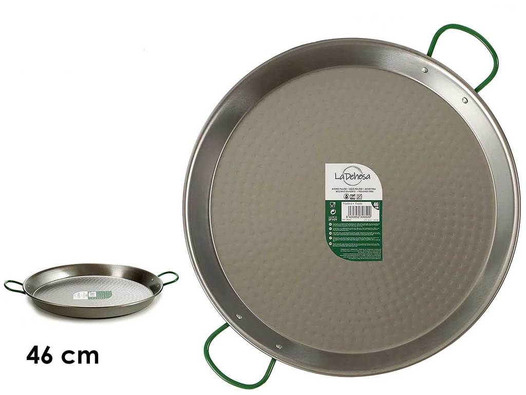 Paellera pulida ideal para 12 raciones, perfecta para tus fiestas