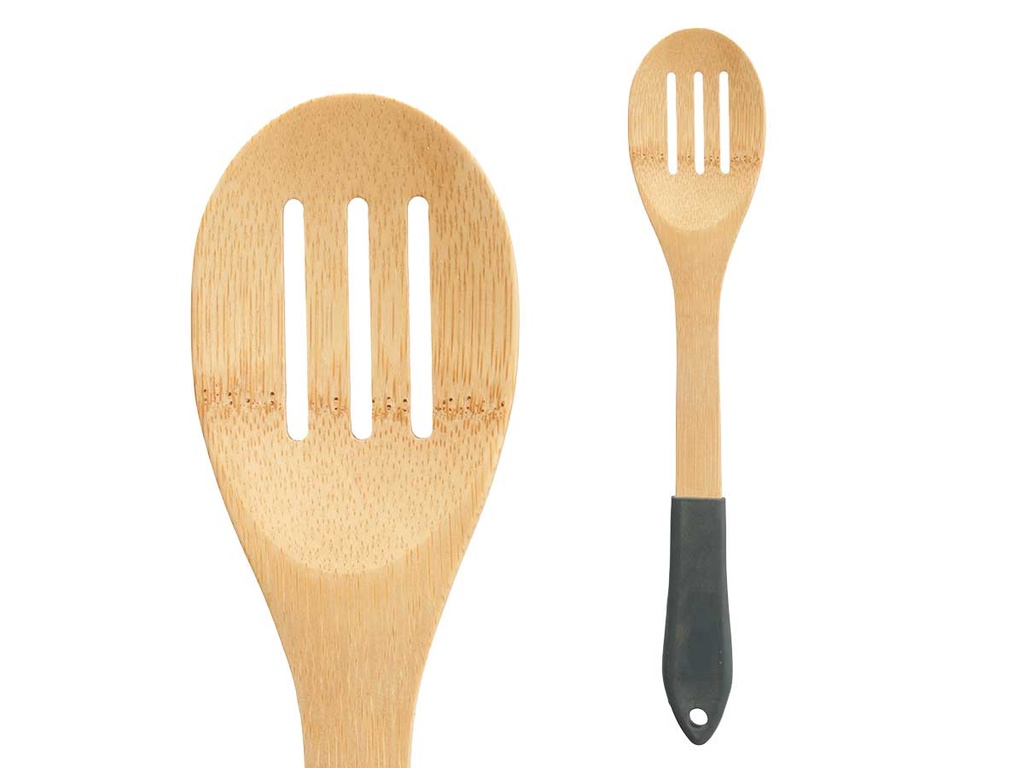 Pala cuchara rayas bambú negra: elegancia y resistencia en tu cocina