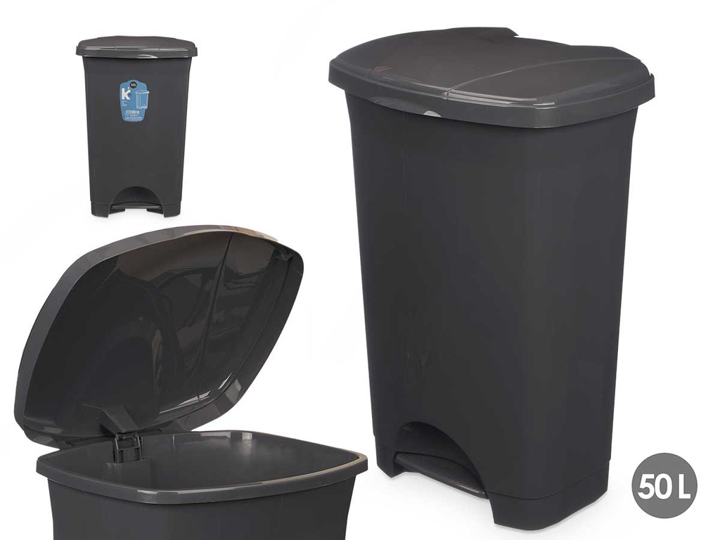 Papelera pedal plástico 50L antracita: comodidad y limpieza en casa
