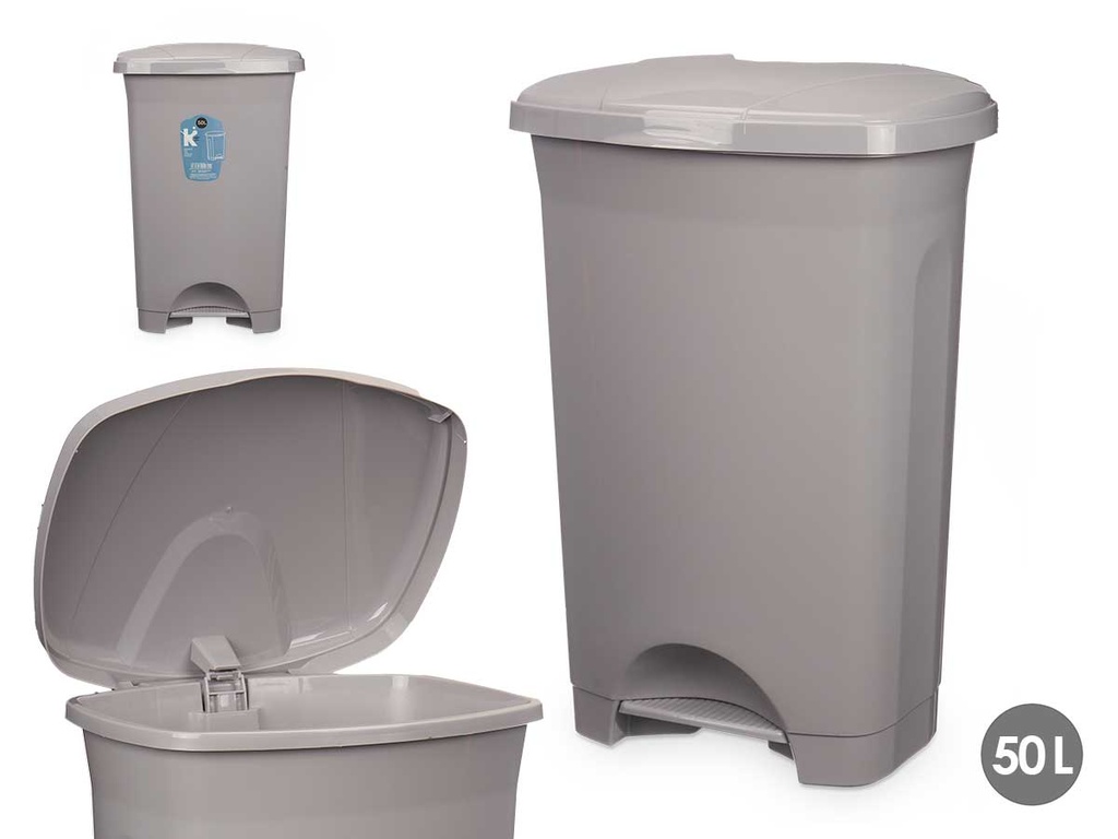 Papelera pedal plástico 50l gris: comodidad y limpieza garantizada