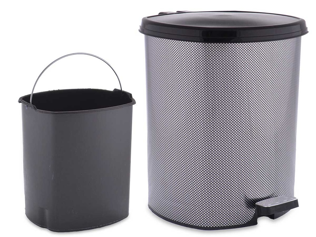 Papelera plástico pedal fibra de carbono 6l, estilo y funcionalidad