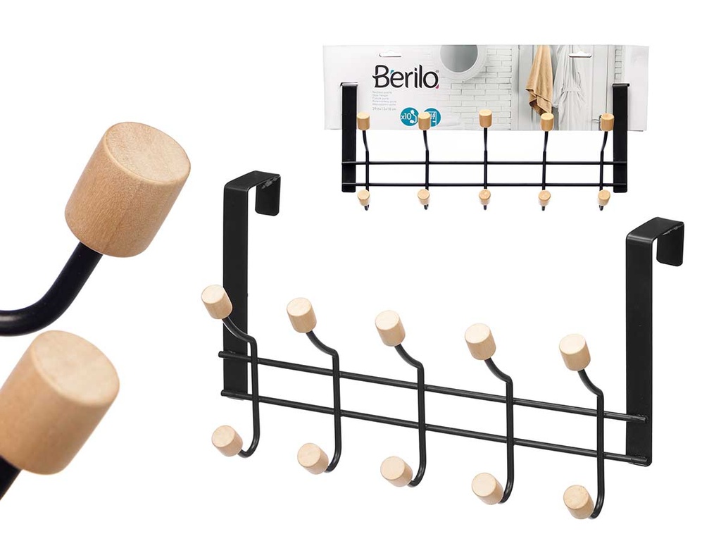 Percha 10 pomos puerta negra: Elegancia y funcionalidad en tu hogar