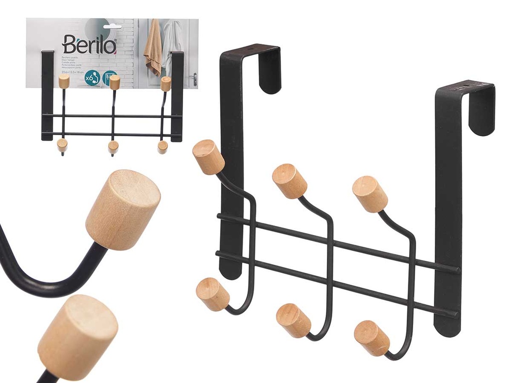 Percha 6 pomos puerta negra: Estilo y funcionalidad para tu hogar