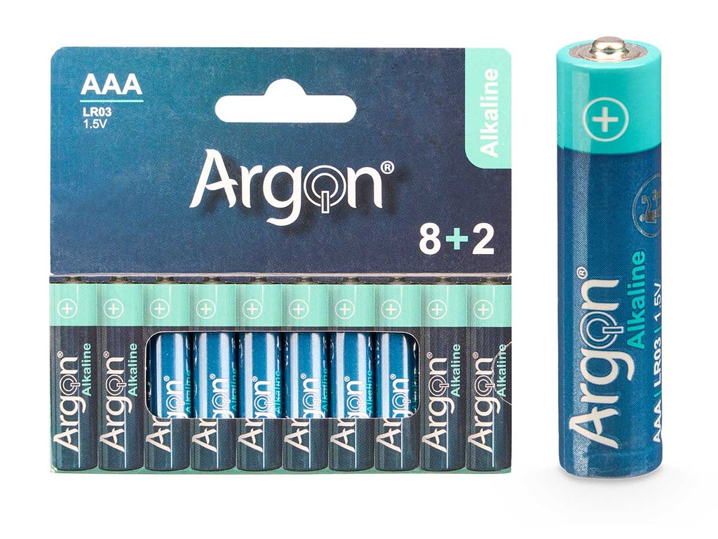 Pila alcalina Argon LR03 AAA Pack de 10: Energía Duradera y Fiable