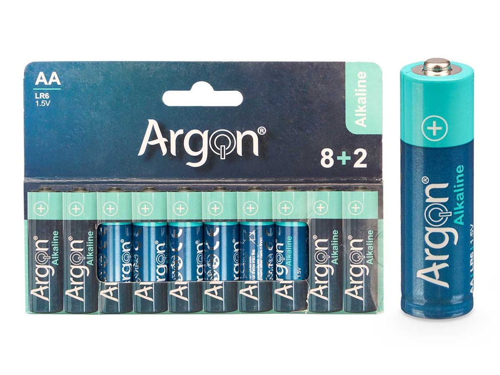Pila alcalina Argon LR6 AA pack 10 - Energía duradera y confiable