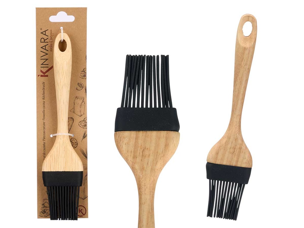 Pincel silicona negra con mango de madera: precisión y durabilidad
