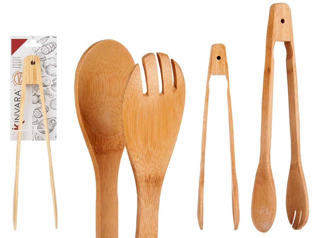 Pinza de bambú para cocina: cuchara y tenedor ecológicos y útiles