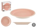 Plato Postre Gres Rosa con Borde - Elegancia y Estilo en 19cm