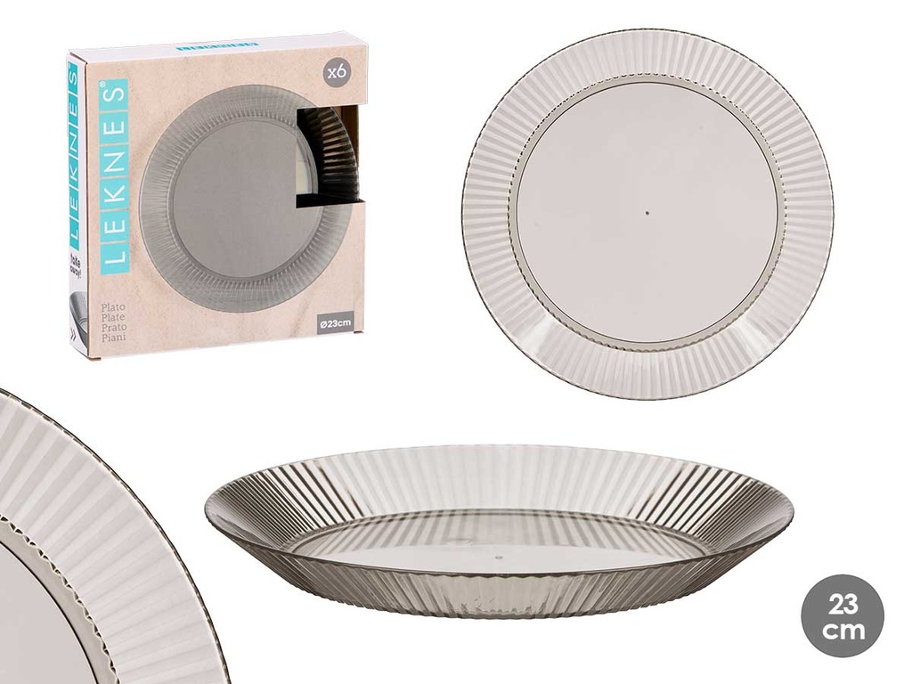 Plato Rayas Gris: Elegancia y Versatilidad en Tu Mesa de 23cm
