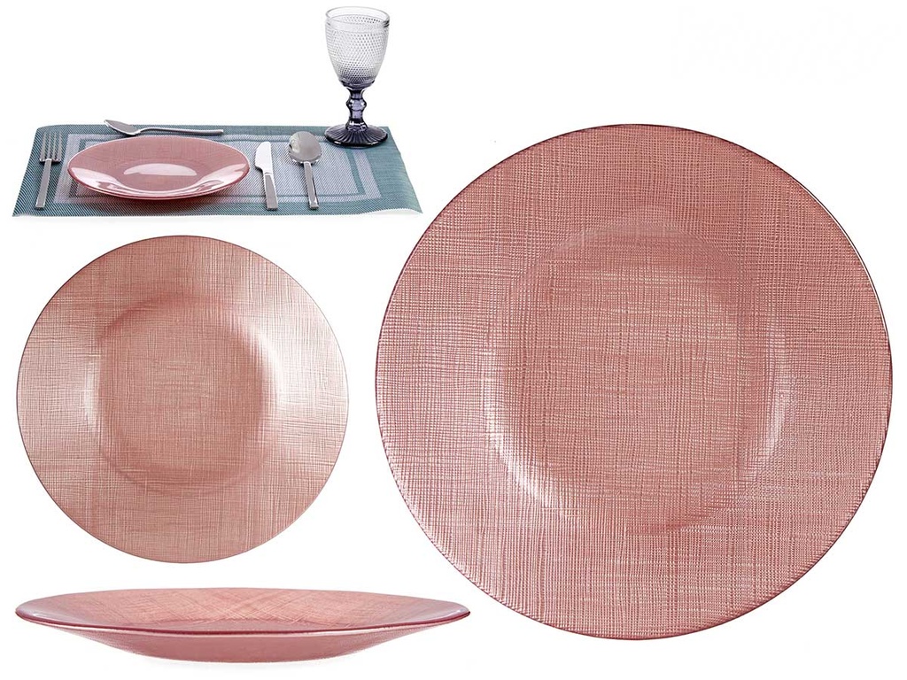 Plato de vidrio rosa pastel: elegancia y delicadeza en tu mesa