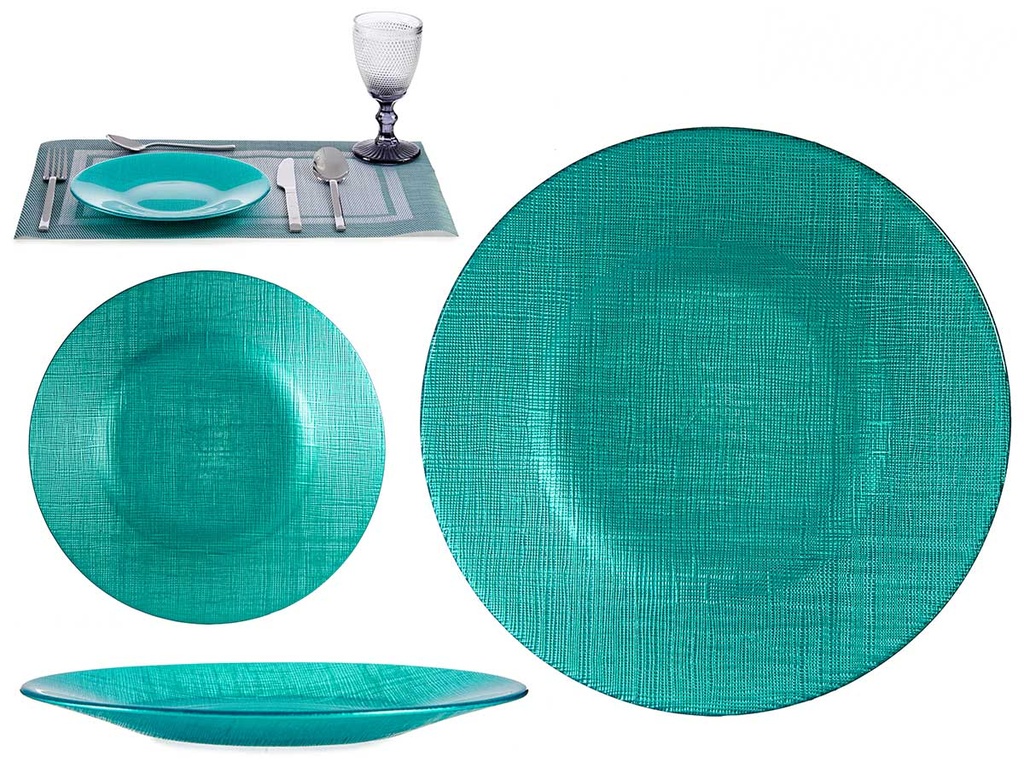 Plato de vidrio turquesa: elegancia y funcionalidad para tu mesa