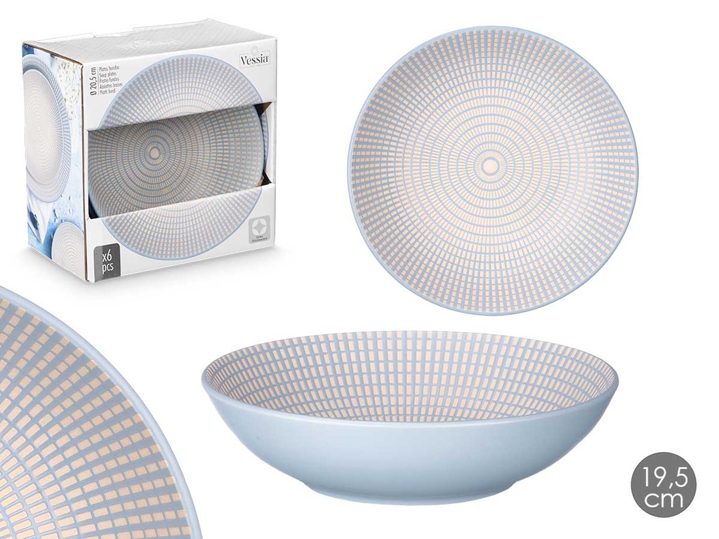 Plato hondo 20,5 cm grabado azul: Elegancia y estilo en cada comida