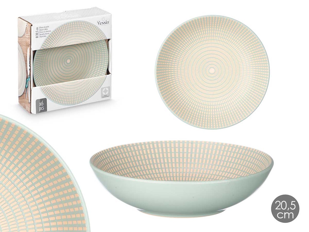 Plato hondo 20,5 cm grabado verde: elegancia y estilo en tu mesa