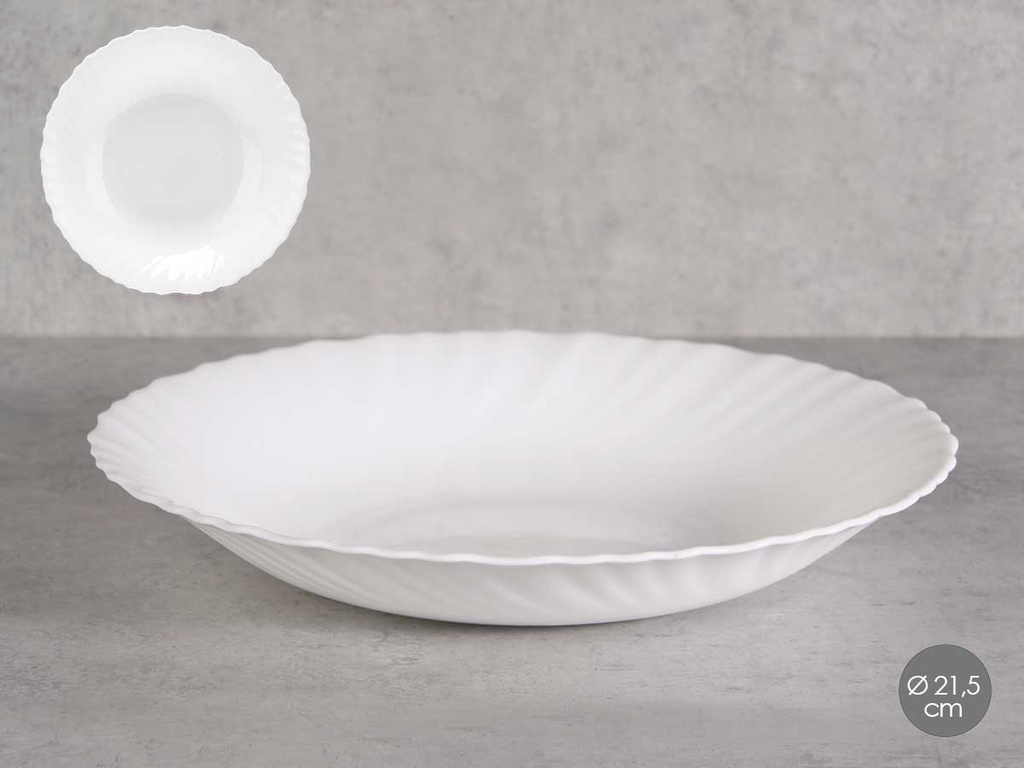 Plato hondo clásico opal: elegancia y durabilidad para tu mesa