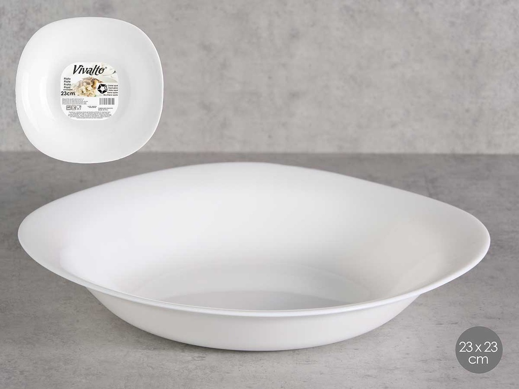 Plato hondo cuadrado opal 23cm: Elegancia y versatilidad en tu mesa